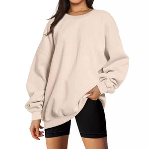 Nueva marca de ropa de moda para mujer sudaderas de gran tamaño de manga larga cuello redondo Casual liso Sudadera con capucha pulóver sudadera - Product Image 1