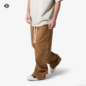 Personalizado de pierna ancha Streetwear Joggers Transpirable Poliéster Nylon Cargo Track Pant Botón Diseño Tallas grandes Loose Fit Baggy Flare - Product Image 1