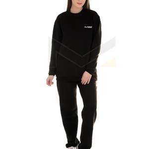 Sudadera de manga larga para mujer, traje de chándal de Color sólido con cremallera para correr, 2 piezas - Product Image 1