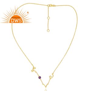 Design élégant en argent sterling plaqué or 18 carats améthyste pendentif en pierre précieuse collier Demi bijoux fins pour les femmes cadeau pour elle - Product Image 1