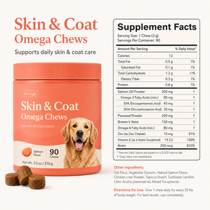 Suplemento de Aceite de Salmón Omega 3 para <span class=keywords><strong>Perros</strong></span> OEM, Golosinas Blandas para Aliviar la Picazón en la Piel y un Pelaje Brillante, <span class=keywords><strong>Biotina</strong></span>, Zinc, Vitamina para el Crecimiento del Pelaje de <span class=keywords><strong>Perros</strong></span>, 90 Unidades - Product Image 6