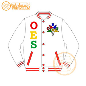 Customized Order Eastern <b>Star</b> Cotton Fleece Embroidered Varsity <b>Jacket</b> OES Breathable Quick Dry Zipper Closure Stand Women's - Product Image 4
