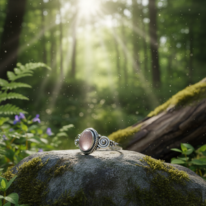 Bague en argent sterling 925 faite à la main avec quartz rose naturel - Product Image 4