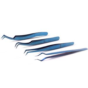 Pinzas para Pestañas de Acero Inoxidable con Recubrimiento de Color Azul Plasma para Pestañas de Volumen, Antiestáticas, Duraderas, de Alta Calidad para Uso en Salón - Product Image 2