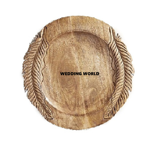 Assiette en bois enduit de poudre noire forme ronde fantaisie concepteur fait à la main mariage et ustensiles de cuisine en gros assiette en bois - Product Image 3