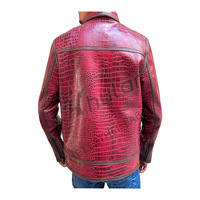 Veste de moto en cuir vintage pour homme, fermeture éclair sur le devant, personnalisée, luxe, noire, embossée, doublure en polaire, col en V, personnalisée