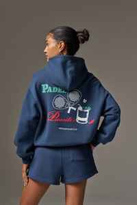 Padel picante เสื้อฮู้ดแบบสวมศีรษะโอเวอร์ไซส์ของผู้หญิงกองทัพเรือออกแบบได้เองป้องกันการยับระบายอากาศเข้ายิมมีฮู้ดคอ - Product Image 5