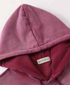 Apliques bordados hombres invierno sudaderas con capucha Sunfade de gran tamaño 430 gramos polar 100% algodón diseño desgastado hombro caído ajuste personalizado - Product Image 5