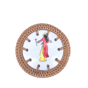 Wholesale Eco-friendly Natural <b>Bamboo</b> Water Hyacinth Rattan Coaster <b>Placemat</b> Classic Flower Style From Vietnam - Product Image 4