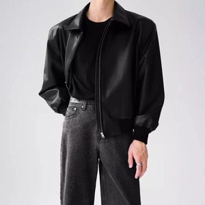 Chaqueta de moto Vintage Regular holgada de cuero de oveja genuino negro para hombre, estilo de calle alta de invierno, transpirable e impermeable - Product Image 2