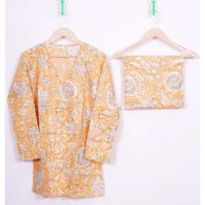 Indian Exporter Offers New Style <b>Summer</b> Floral Print Woven Cotton <b>Pajama</b> Set <b>Women</b> Customizable Satin Sleepwear - Product Image 2