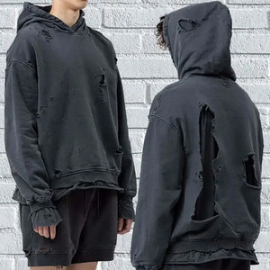 Sweats à capuche personnalisés à coupe régulière, délavés à l'acide et usés pour hommes avec logo personnalisé, 100% coton, service ODM d'hiver - Product Image 5