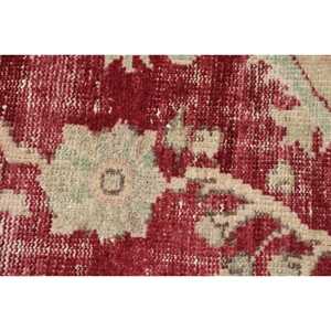 Turkish Rug, 2.7x6.4 ft Vintage Rug, <b>Red</b> White Abstract <b>Wool</b> Rug - Product Image 5