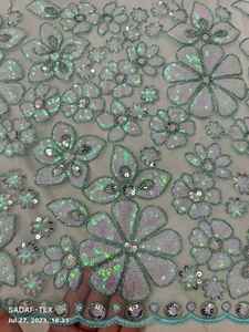 Tissu de filet de séquence arc-en-ciel de matériel de robe d'occasion spéciale de mariée de qualité supérieure du fournisseur indien au prix de gros - Product Image 4