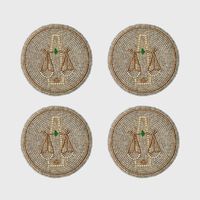 Sous-verres en verre personnalisés, étanches, style européen, avec broderie perlée et motifs complexes en perles de rocaille, pour la promotion en gros