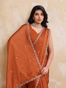 Sari de Seda Suave con Bordado, Diseño Tradicional y Elegante para Fiestas, de Secado Rápido, al Mejor Precio, FATEMA - Product Image 3