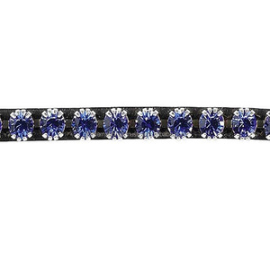 Bracelet noir à sourcils en cuir pour cheval, avec perles bleues et chaîne métallique décorative en cristal clair, cousu, entièrement durable, 2 m - Product Image 5
