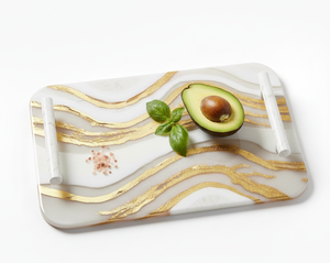 Planche à découper ronde en marbre et résine de haute qualité, fabriquée à la main, avec un design écologique, passe au lave-vaisselle, pour la cuisine, la cuisson et le service - Product Image 5