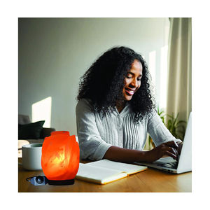 2025 lampes à LED au sel de l'Himalaya de qualité supérieure avec prise USB sculptée Base en bois de style Feng Shui et ampoule LED - Product Image 2
