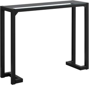 <b>Black</b> Color Metal <b>Console</b> <b>Table</b> with Glass Top Sleek Design for Entryway Living Room or Hallway Deco - Product Image 1