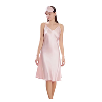 Chemises de nuit sexy pour femmes, en soie 100% tissée, respirantes, séchage rapide, sans manches, col en V, longueur genou, personnalisables, prix de gros abordable