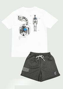 Camiseta de verano de alta calidad para hombre, conjunto de pantalones cortos de algodón transpirable con tela satinada, trajes de moda estampados modernos - Product Image 2