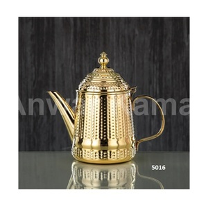 Tetera de acero inoxidable dorado martillado de alta calidad con tapa y Asa tetera para servir té para decoración de mesa de café y Hotel en casa - Product Image 1