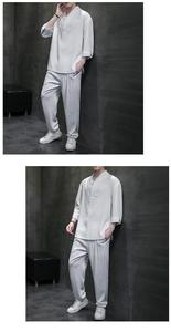 Ensemble deux pièces décontracté d'été à manches trois-quarts, col élégant, coupe ajustée, style chinois, broderie personnalisée avec logo OEM BD Chine - Product Image 5