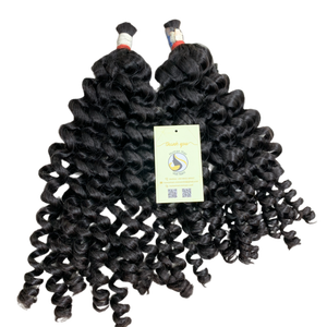 Extensiones de cabello alineado con cutícula de color natural vendedores al por mayor doble Super doble dibujado profundo rizado a granel cabello humano virgen - Product Image 1