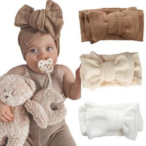 Elastic Turban Nature Linen Swaddle Hairwrap Double Bow Harper <strong>Headband</strong> Oversized Topknot for <strong>Baby</strong> Girls - Product Image 1