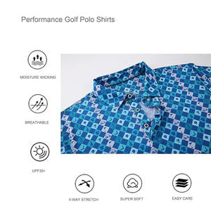 Golf transpirable de secado rápido para hombre para camisa con logotipo personalizado Spandex/Tela de punto de poliéster 180g estampado de sublimación de ajuste Regular - Product Image 3