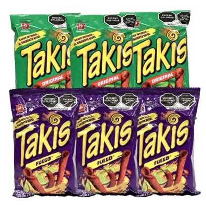Лидер продаж, экзотические закуски Takis Fuego, Зерновые закуски Takis, чипсы, синие