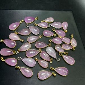 Colgante de Kunzita Natural Rosa en Forma de Gota, Colgante Ovalado de Plata de Ley S925 para Joyería de Cristal Curativo - Product Image 3