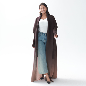 Abaya formal de noche hasta el suelo de manga larga con cuello redondo modesto de fibra de poliéster ecológico Global Village para mujer de talla grande - Product Image 4