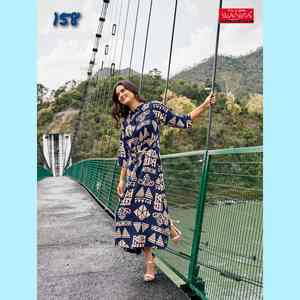 Nouvelle variété de robe une pièce élégante en viscose de rayonne d'Evergreen Design tenue de travail imprimée numérique pour adultes dans le monde entier exportée - Product Image 6