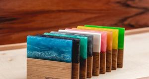 Meilleurs sous-verres uniques en résine blanche et bois de designer, 10x10 cm (4 pouces), pour boissons, hôtels et restaurants, décoration de table - Product Image 6