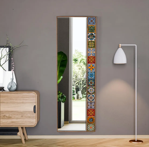 Handcrafted <b>Tile</b> Stone Full Length <b>Mirror</b> Decorative Multicolor Wall Hanging <b>Mirror</b> Living Room Decor Venetian Silver - Product Image 1