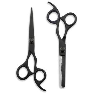 Juego de Tijeras Profesionales para Cortar y Entresacar Cabello con Recubrimiento Negro para Barberos y Salones de Belleza, Hechas de Acero Inoxidable de Alta Calidad - Product Image 6