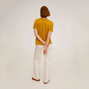 T-shirts pour femmes, été 2023, col rond, t-shirts unis, manches courtes, t-shirt féminin ajusté, sexy, simple, uni - Product Image 3