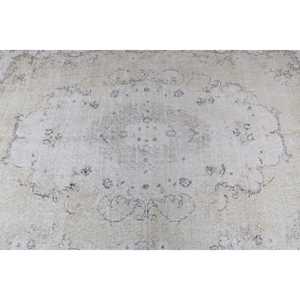 Tapis vintage, tapis turc 5,4x8,8 pieds, tapis en laine blanche à motifs floraux - Product Image 5