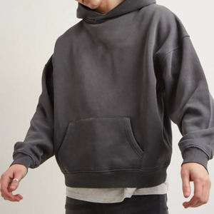 เสื้อฮู้ดผ้าฝ้าย100% ซักกระเป๋าใบใหญ่สำหรับผู้ชายปักโลโก้กำหนดเองได้ขนแกะหนาเสื้อสวมหัวสำหรับฤดูหนาวย้อมเรียบ - Product Image 3