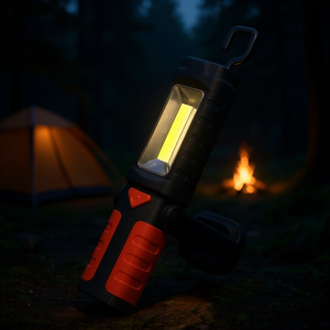 Lámpara LED portátil de 3W y 200 lm con gancho magnético, roja y negra, PP3163, para camping - Product Image 3