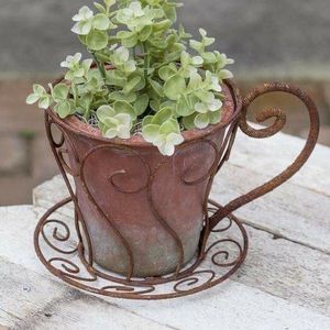 Support de fleurs en métal de qualité supérieure fabriqué à la main avec un aspect antique élégant pour une décoration d'intérieur d'inspiration vintage ou un style de jardin - Product Image 5