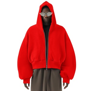 Alta calidad personalizado peso pesado gota hombro Zip up sudaderas con capucha en blanco de gran tamaño bordado Boxy recortado 500gsm sudaderas con capucha para hombres - Product Image 4