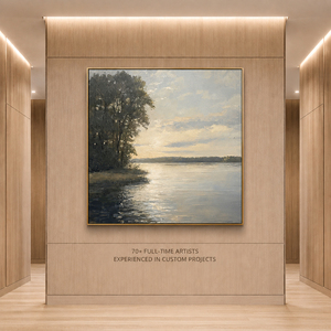 Still Waters at Dusk Paintings and <b>Wall</b> Arts Still Life Custom Hand Painted Minimalist Hotel House Decoration Interior Artwork - Product Image 1