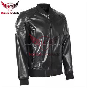 Chaqueta de bombardero de motocicleta de cuero genuino de invierno al por mayor de calidad superior para hombres logotipo personalizado disponible cortavientos de talla grande - Product Image 2