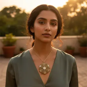 จี้เพชรลวดลายละเอียดสำหรับผู้หญิง ชุบทอง เครื่องประดับพรีเมียม ของขวัญสุดหรู - Product Image 3