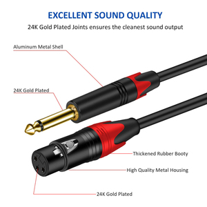 Mono 6.35mm 1/4 inch TS Nam để XLR nữ mất cân bằng kết nối 3pin XLR đến 6.35mm (1/4 inch) quý inch mic cáp âm thanh - Product Image 2