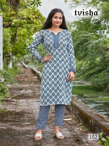 Inde Kurtis Long et droit pour femmes, imprimé couleur à manches longues imprimées femmes Kurtis - Product Image 4