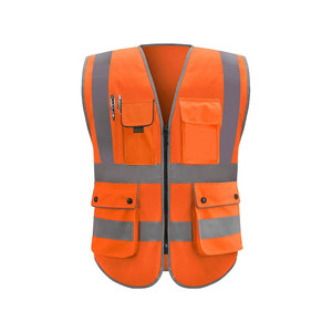 Gilet de sécurité de construction haute visibilité sans fermeture à glissière Gilet réflecteur en polyester pour homme avec logo - Product Image 3